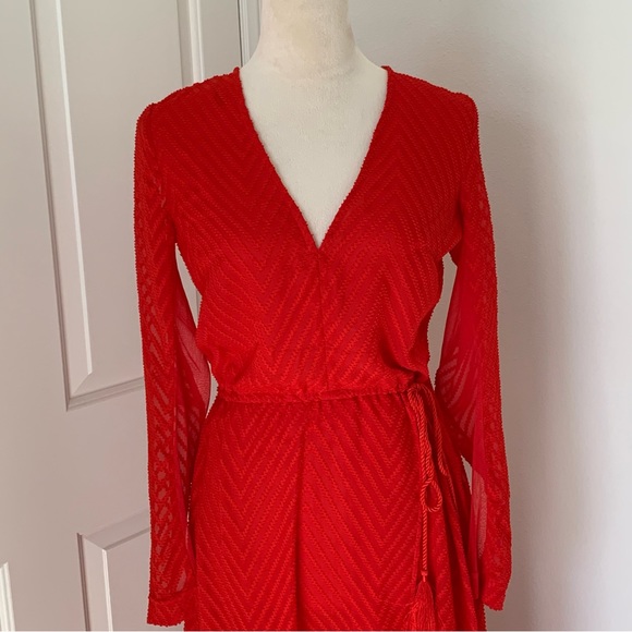 Red maxi dress with long sleeves like new no tags - Picture 3 of 6